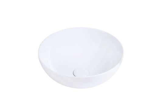 Minimalistische witte waskom met gladde ronde vorm en mat oppervlak