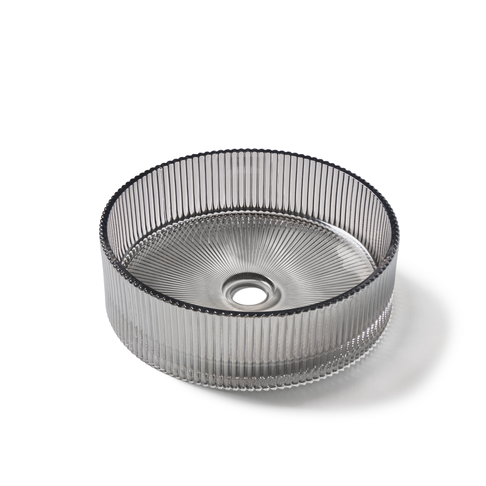 glazen waskom antraciet rond