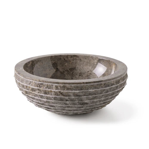 ronde waskom grijs natuursteen