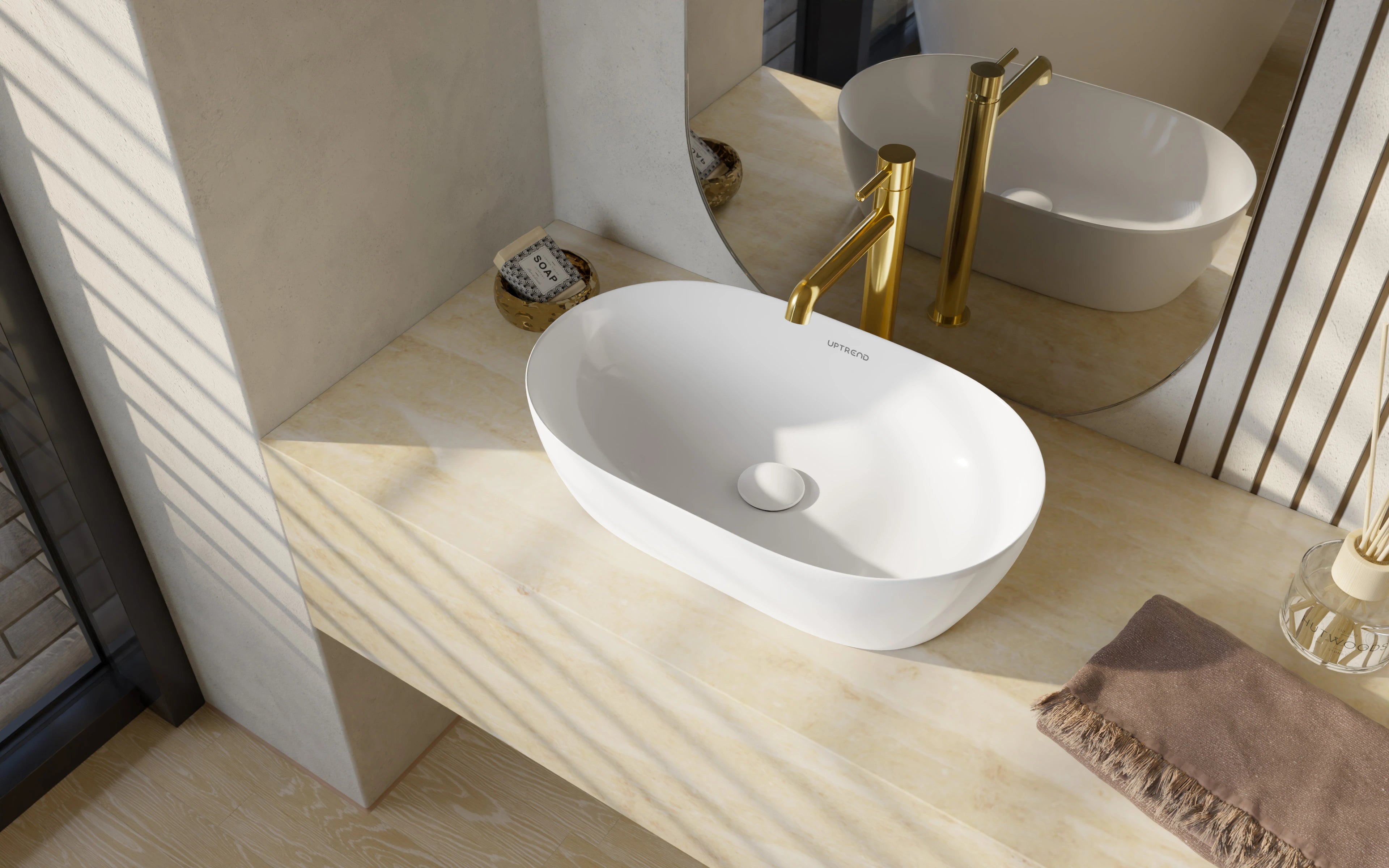 witte keramische waskom ovaal