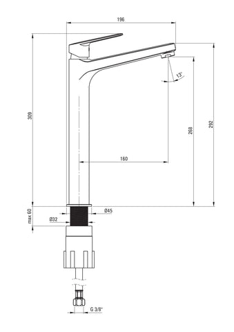 technische tekening zwarte kraan