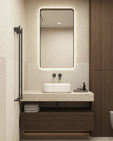 witte waskom in een badkamer