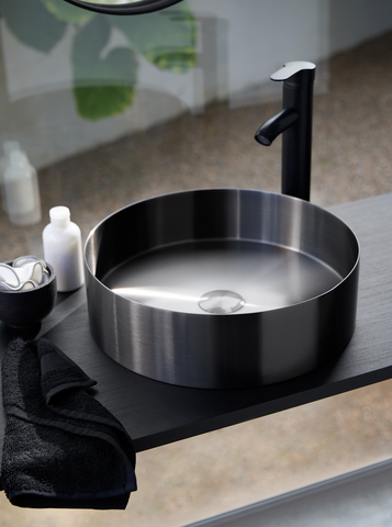 Waskom Solvini Geborsteld Staal met kraan