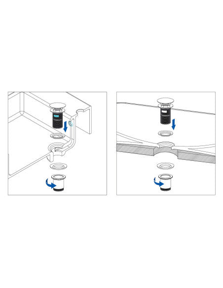 technische tekening click-clack plug voor waskom