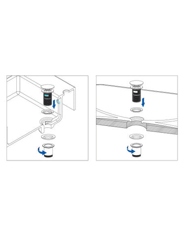 technische tekening click-clack plug voor waskom