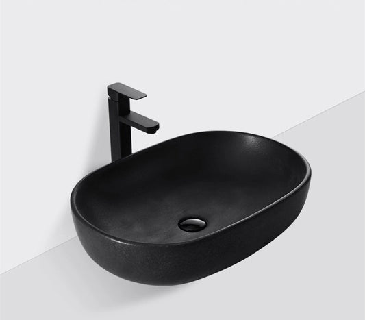 Keramische opbouw waskom in grijze kleur, vierkante vorm 60x42x15cm, geschikt voor badkamermeubel