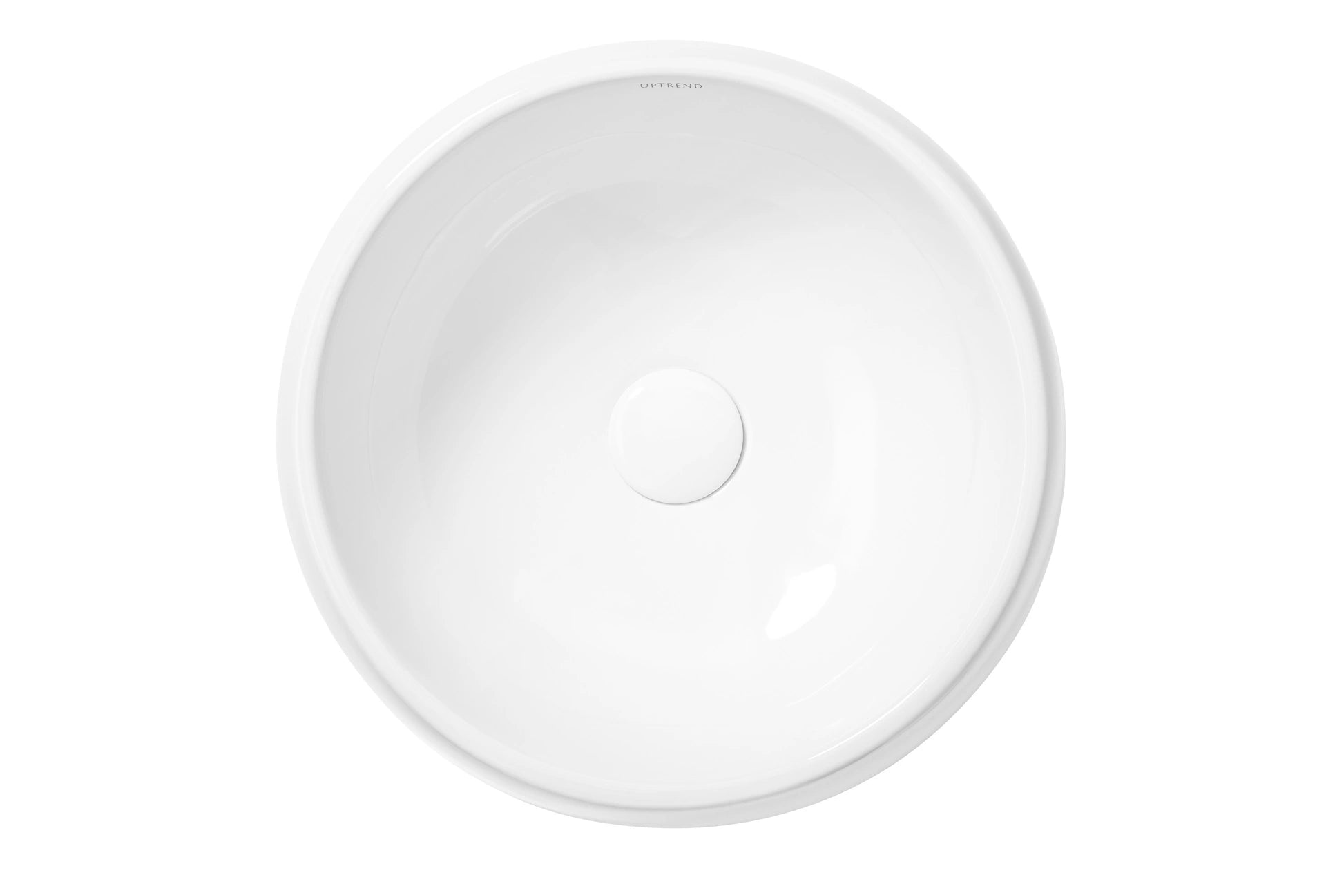 Witte ronde waskom van bovenaf