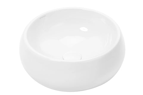 witte ronde glanzende waskom bovenaanzicht